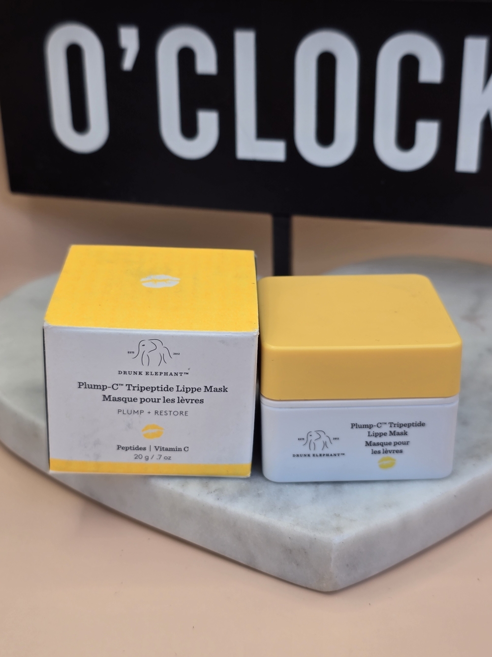 Drunk Elephant Plump-C™ Tripeptide Lippe Mask — Yellow & White Jar